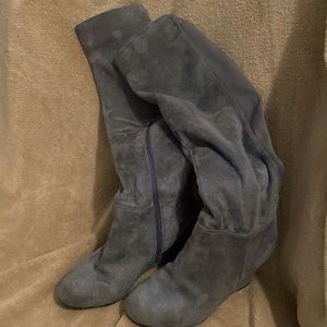 Gently used gray knee high boots (wide calf)